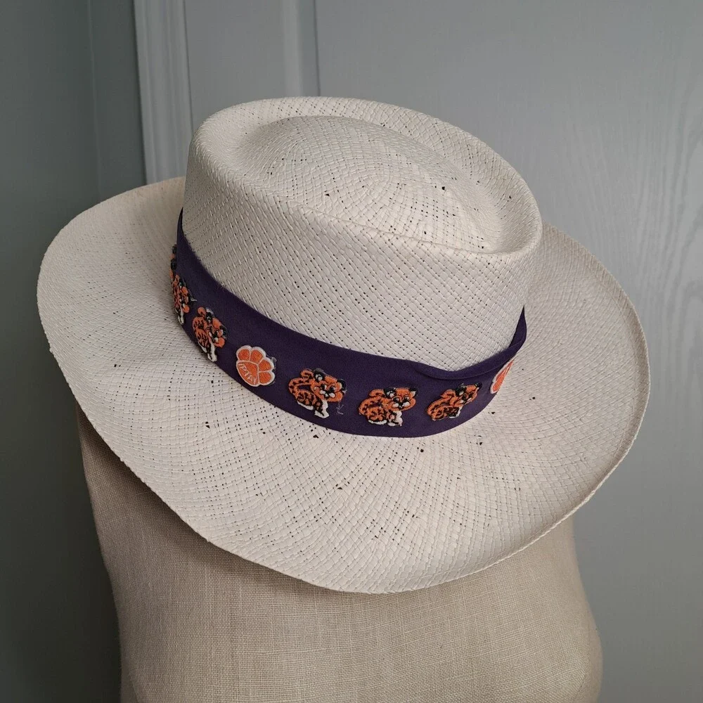 Clemson IPTAY White Straw Panama Hat London Fog